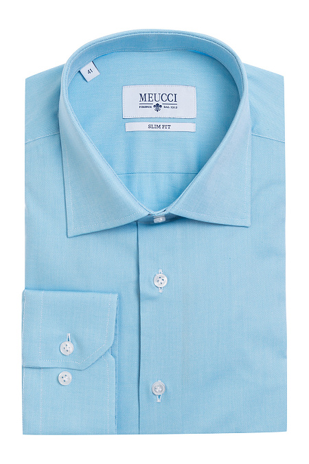 Модная мужская классическая ярко-голубая рубашка арт. SL90102R1020182/1623 от Meucci (Италия) - фото. Цвет: Ярко-голубой. Купить в интернет-магазине https://shop.meucci.ru


