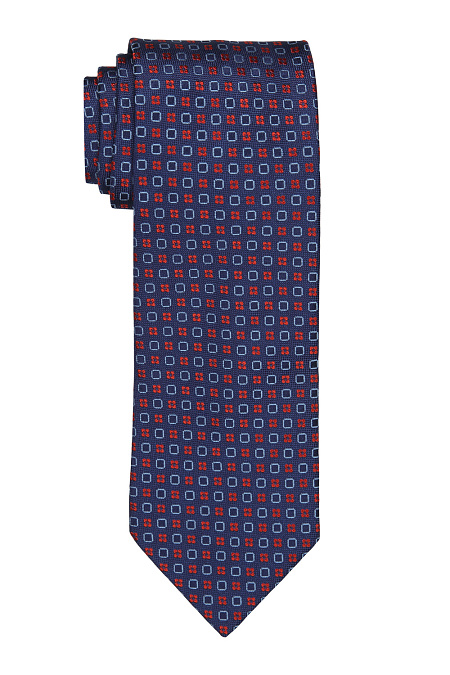 Темно-синий галстук с орнаментом для мужчин бренда Meucci (Италия), арт. 89132/1 - фото. Цвет: Темно-синий, с орнаментом. Купить в интернет-магазине https://shop.meucci.ru
