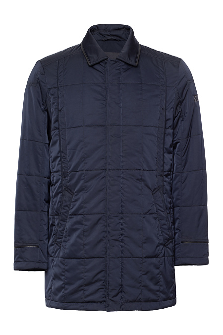 Удлиненная стеганая куртка-плащ без капюшона  для мужчин бренда Meucci (Италия), арт. 3929 - фото. Цвет: Темно-синий. Купить в интернет-магазине https://shop.meucci.ru
