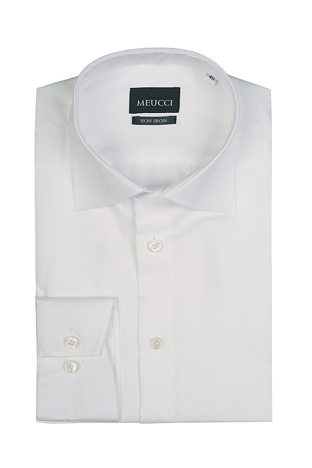 Модная мужская рубашка с длинным рукавом белого цвета  арт. SL 0191200714 RL NON/220203 Meucci (Италия) - фото. Цвет: Белый. 