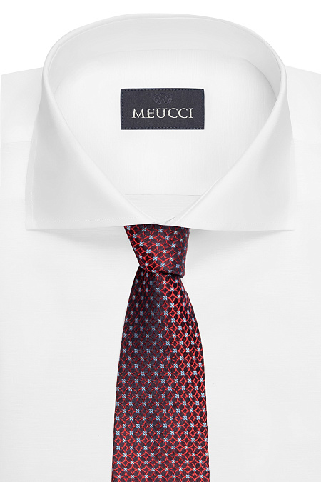 Темно-бордовый галстук из шелка с мелким цветным орнаментом для мужчин бренда Meucci (Италия), арт. EKM212202-51 - фото. Цвет: Темно-бордовый, цветной орнамент. Купить в интернет-магазине https://shop.meucci.ru
