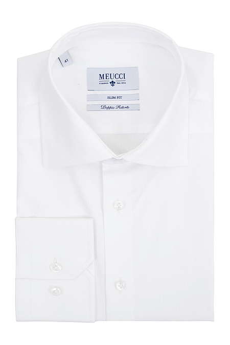 Модная мужская классическая белая рубашка арт. SL 9202302 R 10172/151298 от Meucci (Италия) - фото. Цвет: Белый с микродизайн. Купить в интернет-магазине https://shop.meucci.ru

