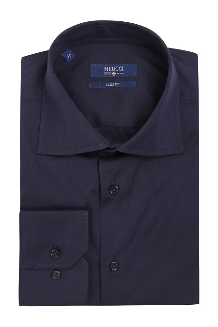 Модная мужская классическая синяя рубашка арт. SL 90202 R 22271/151575 Meucci (Италия) - фото. Цвет: Темно-синий. Купить в интернет-магазине https://shop.meucci.ru
