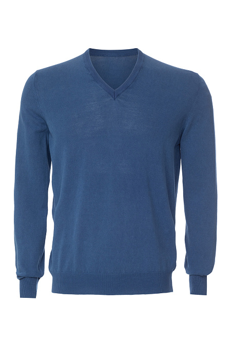 Хлопковый пуловер синего цвета для мужчин бренда Meucci (Италия), арт. 55149/21401/139 - фото. Цвет: Синий. Купить в интернет-магазине https://shop.meucci.ru
