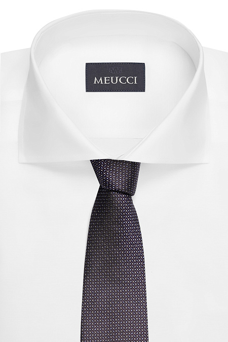 Темно-фиолетовый галстук из шелка с мелким цветным орнаментом для мужчин бренда Meucci (Италия), арт. EKM212202-44 - фото. Цвет: Темно-фиолетовый, цветной орнамент. Купить в интернет-магазине https://shop.meucci.ru
