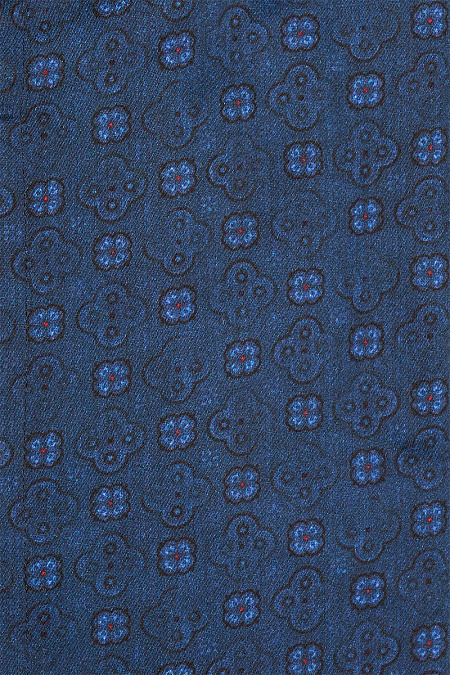 Модная мужская рубашка с длинным рукавом темно-синяя с орнаментом  арт. SL 0191200714 R PAT/220233 от Meucci (Италия) - фото. Цвет: Темно-синий с орнаментом. Купить в интернет-магазине https://shop.meucci.ru

