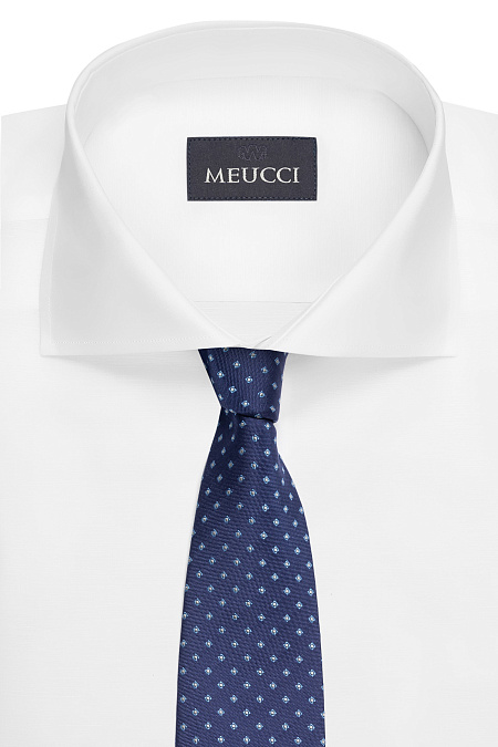 Шелковый галстук синего цвета с орнаментом для мужчин бренда Meucci (Италия), арт. EKM212202-5 - фото. Цвет: Синий. Купить в интернет-магазине https://shop.meucci.ru
