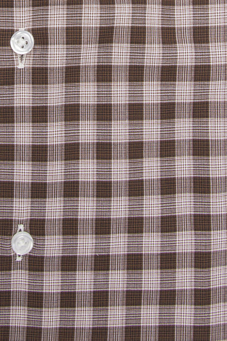 Модная мужская рубашка хлопковая коричневая в клетку  арт. SL 902022 R 91EZ/302224 от Meucci (Италия) - фото. Цвет: Коричневый в клетку.
