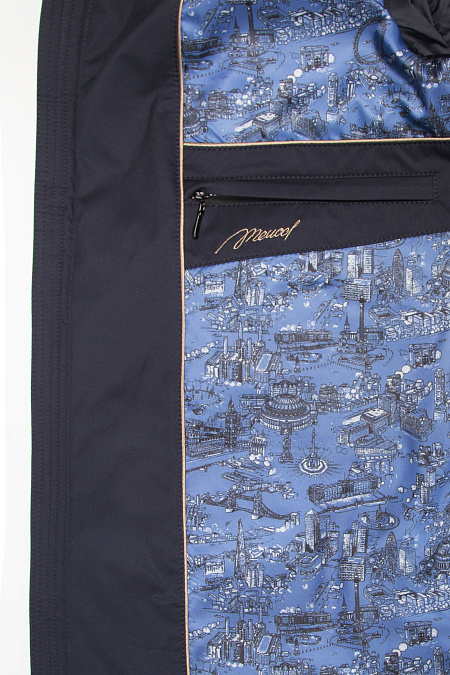 Пуховик с капюшоном из комбинации двух тканей  для мужчин бренда Meucci (Италия), арт. 9357 - фото. Цвет: Темно-синий. Купить в интернет-магазине https://shop.meucci.ru
