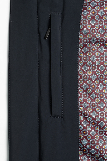 Удлиненный стеганый пуховик с капюшоном и меховой опушкой  для мужчин бренда Meucci (Италия), арт. 3333 - фото. Цвет: Темно-синий. Купить в интернет-магазине https://shop.meucci.ru
