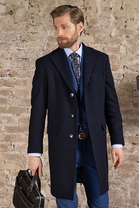 Шерстяное пальто синее для мужчин бренда Meucci (Италия), арт. MI 5300191/11903 - фото. Цвет: Синее. Купить в интернет-магазине https://shop.meucci.ru
