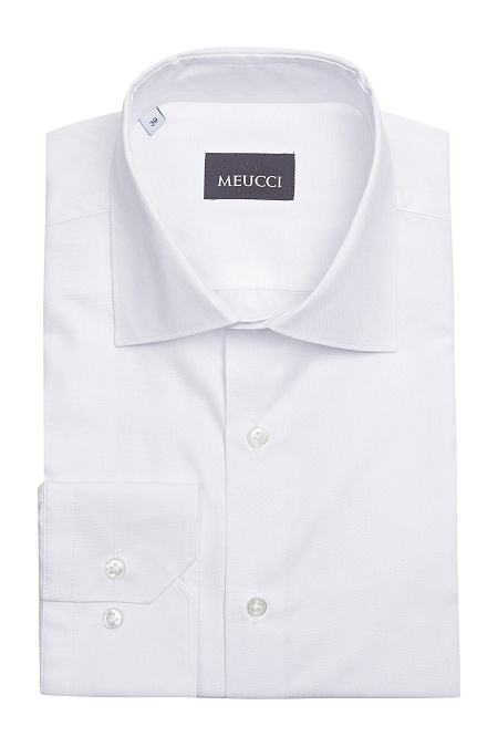 Модная мужская классическая белая рубашка арт. SL 90202 R BAS 0193/141730 Meucci (Италия) - фото. Цвет: Белый с микродизайном. 