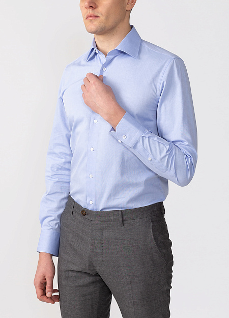 Модная мужская голубая рубашка с микродизайном арт. SL 90202 R BAS2193/141715 от Meucci (Италия) - фото. Цвет: Голубой с микродизайном. Купить в интернет-магазине https://shop.meucci.ru

