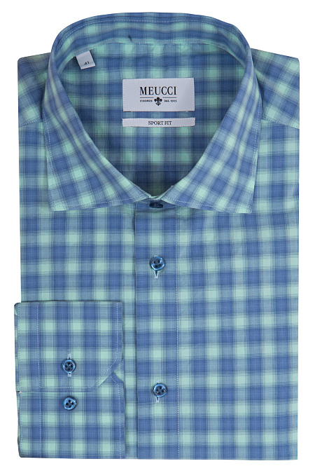 Модная мужская сорочка арт. SP90102L24152/141053 от Meucci (Италия) - фото. Цвет: Синий. Купить в интернет-магазине https://shop.meucci.ru

