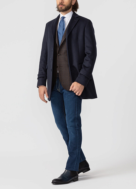 Кашемировое классическое пальто для мужчин бренда Meucci (Италия), арт. R 1131/00 - фото. Цвет: Темно-синий. Купить в интернет-магазине https://shop.meucci.ru
