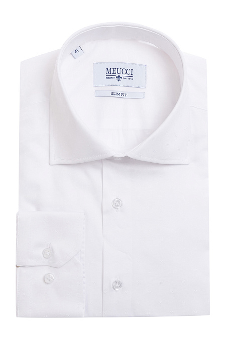 Модная мужская белая рубашка классического стиля арт. SL90202R100182/1620 от Meucci (Италия) - фото. Цвет: Белый. Купить в интернет-магазине https://shop.meucci.ru

