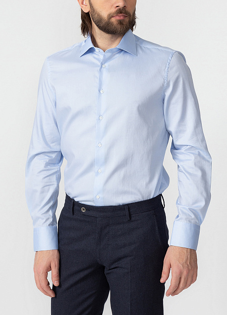 Модная мужская голубая рубашка с микродизайном арт. SL 90202 R BAS2193/141703 от Meucci (Италия) - фото. Цвет: Голубой с микродизайном. Купить в интернет-магазине https://shop.meucci.ru

