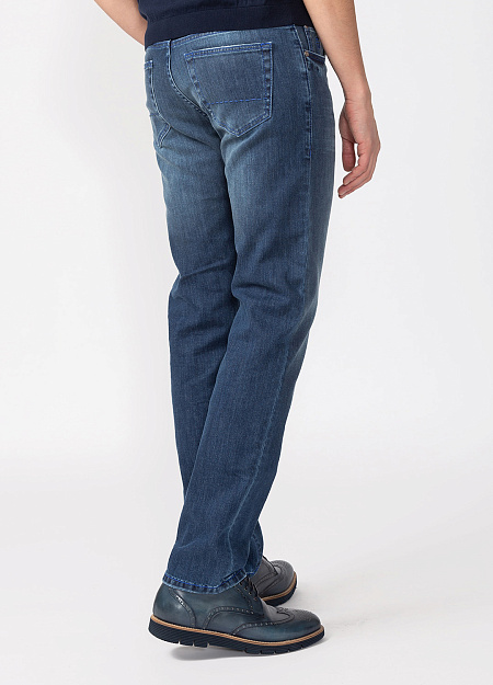 Мужские брендовые синие джинсы арт. T44 TRB/W956 Meucci (Италия) - фото. Цвет: Синий. Купить в интернет-магазине https://shop.meucci.ru

