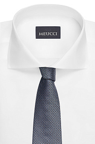 Темно-синий галстук из шелка с мелким цветным орнаментом (EKM212202-67)
