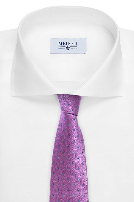 Сиреневый галстук с орнаментом и микродизайном для мужчин бренда Meucci (Италия), арт. 36306/7 - фото. Цвет: Сиреневый. Купить в интернет-магазине https://shop.meucci.ru
