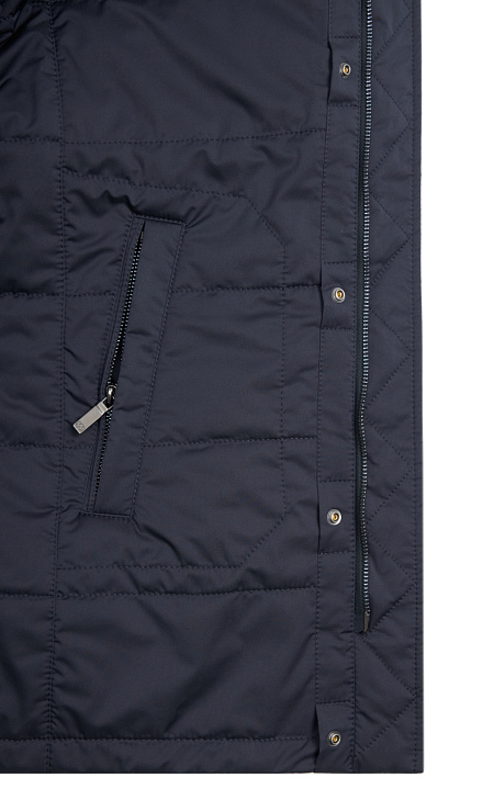 Утепленная стеганая куртка-плащ средней длины для мужчин бренда Meucci (Италия), арт. 2012 - фото. Цвет: Тёмно-синий. Купить в интернет-магазине https://shop.meucci.ru

