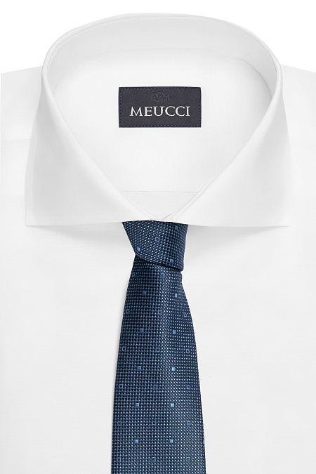 Темно-синий галстук с мелким орнаментом для мужчин бренда Meucci (Италия), арт. EKM212202-108 - фото. Цвет: Темно-синий, орнамент. Купить в интернет-магазине https://shop.meucci.ru
