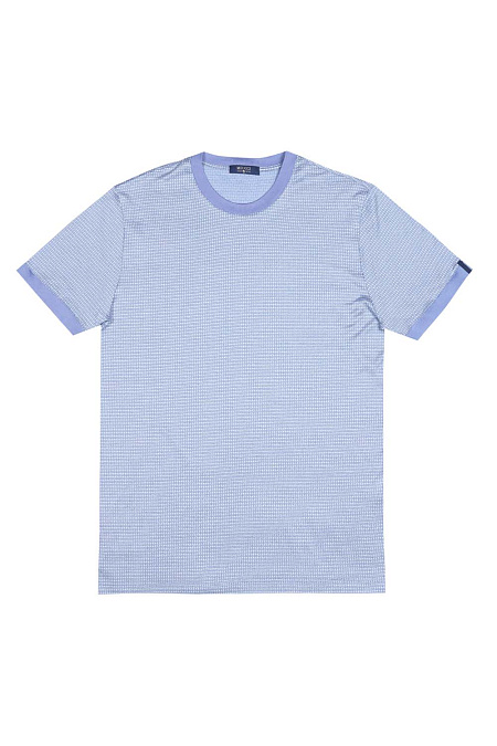 Голубая футболка с кантом для мужчин бренда Meucci (Италия), арт. B1524/7 - фото. Цвет: Светло-голубая в клетку. Купить в интернет-магазине https://shop.meucci.ru
