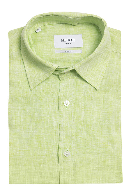 Модная мужская рубашка с коротким рукавом  арт. SL 9035R 6A322/14415 от Meucci (Италия) - фото. Цвет: Светло-зеленый.
