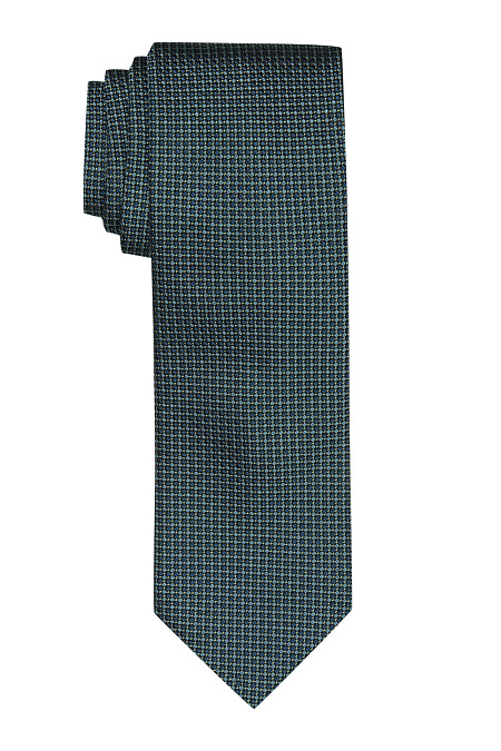 Темно-зеленый галстук с микроузором для мужчин бренда Meucci (Италия), арт. 89134/3 - фото. Цвет: Сине-бирюзовый орнамент. Купить в интернет-магазине https://shop.meucci.ru
