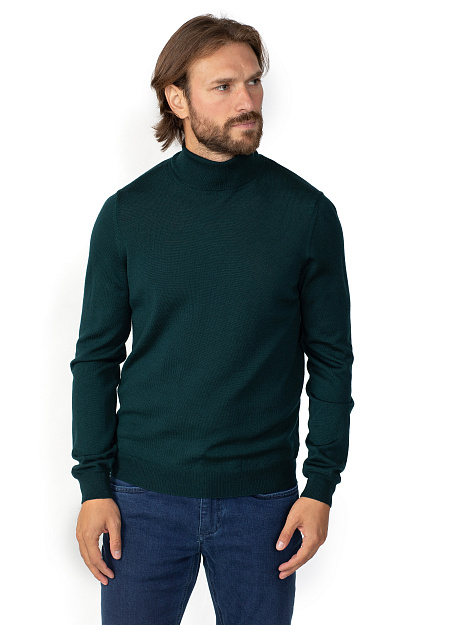 Шерстяной джемпер тёмно-зелёного цвета  для мужчин бренда Meucci (Италия), арт. 403DC20/21319 - фото. Цвет: Тёмно-зелёный. Купить в интернет-магазине https://shop.meucci.ru
