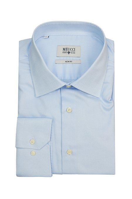 Модная мужская хлопковая рубашка с длинным рукавом  арт. SL 92600R 12152/141004 от Meucci (Италия) - фото. Цвет: Светло-голубой.
