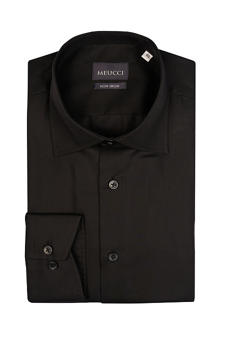 Модная мужская рубашка с длинным рукавом черного цвета  арт. SL 0191200714 RL NON/220235 Meucci (Италия) - фото. Цвет: Черный. 