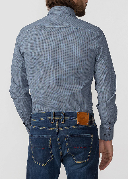 Модная мужская рубашка синего цвета из хлопка арт. SL90202R1090182/1632 от Meucci (Италия) - фото. Цвет: Синий. Купить в интернет-магазине https://shop.meucci.ru

