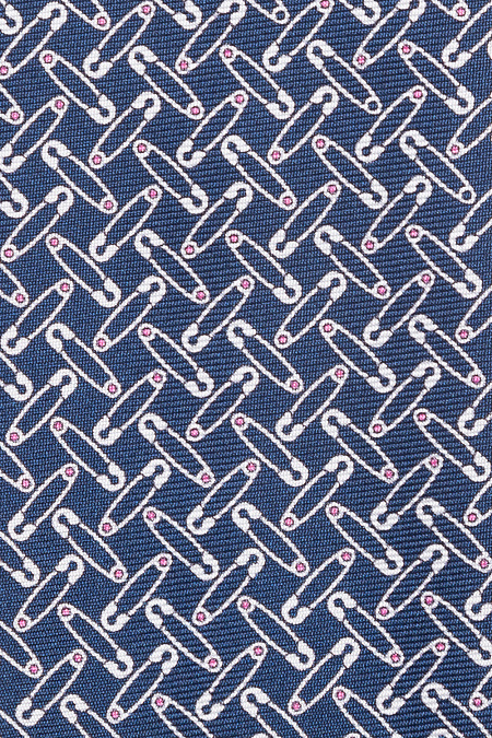 Шелковый галстук с узором для мужчин бренда Meucci (Италия), арт. 7574/1 - фото. Цвет: Синий с узором. Купить в интернет-магазине https://shop.meucci.ru
