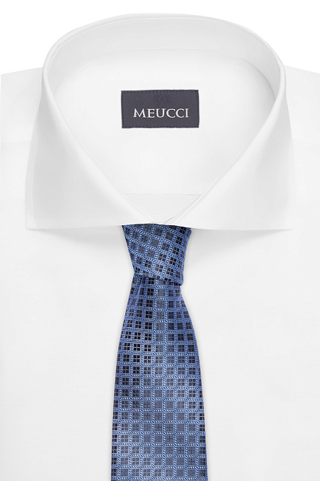 Галстук синий с орнаментом для мужчин бренда Meucci (Италия), арт. 03202006-62 - фото. Цвет: Синий с орнаментом. Купить в интернет-магазине https://shop.meucci.ru
