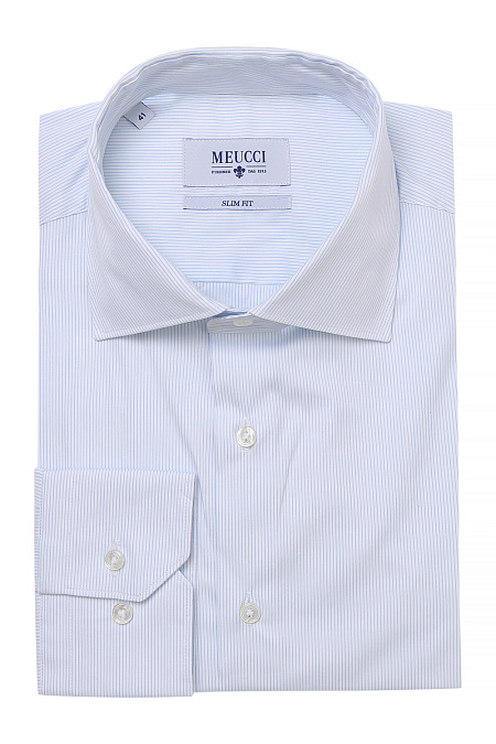Модная мужская голубая классическая рубашка арт. SL 90102 R 12272/141331 от Meucci (Италия) - фото. Цвет: Голубой. Купить в интернет-магазине https://shop.meucci.ru

