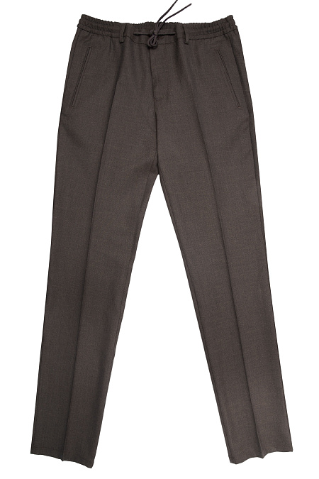 Коричневые брюки с эластичным поясом и кулиской из тонкой шерсти (SP-DR 4223 BROWN) Мужские коричневые брюки с эластичным поясом и кулиской из тонкой шерсти арт. SP-DR 4223 BROWN Meucci (Италия) - фото. Цвет: Коричневый. Купить в интернет-магазине https://shop.meucci.ru