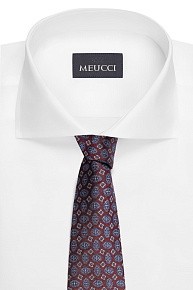 Шелковый галстук бордового цвета с орнаментом (EKM212202-46)