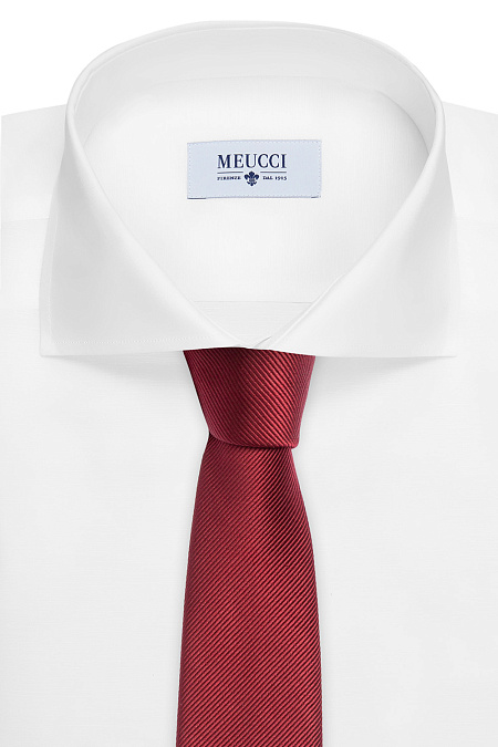 Галстук красного цвета из шелка для мужчин бренда Meucci (Италия), арт. 1302/6 - фото. Цвет: Красный. Купить в интернет-магазине https://shop.meucci.ru
