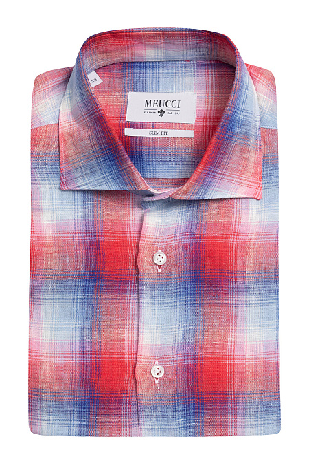 Модная мужская сорочка с коротким рукавом  арт. SL 92600R 29352/141041 от Meucci (Италия) - фото. Цвет: Клетка.
