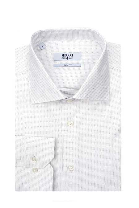 Модная мужская рубашка белого цвета с орнаментом арт. SL 90102 RL 10171/141253 от Meucci (Италия) - фото. Цвет: Белый. Купить в интернет-магазине https://shop.meucci.ru

