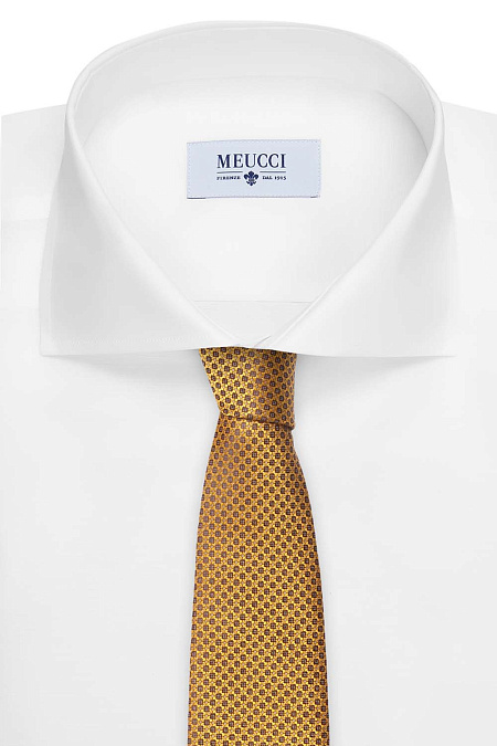 Галстук горчичного цвета с орнаментом для мужчин бренда Meucci (Италия), арт. 36448/4 - фото. Цвет: Желтый. Купить в интернет-магазине https://shop.meucci.ru
