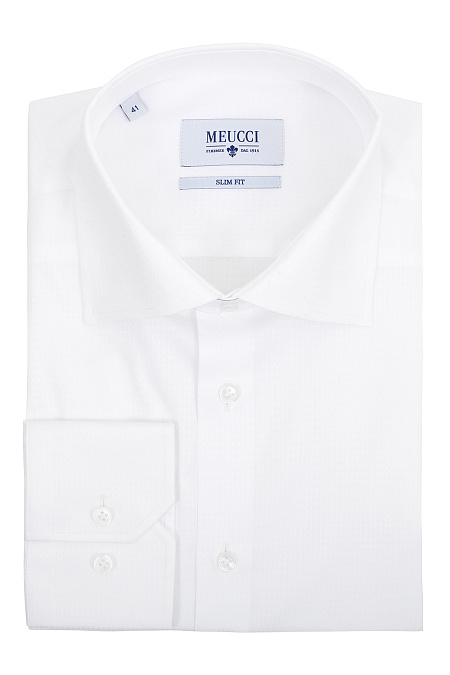 Модная мужская классическая белая рубашка арт. SL 9202302 R 10172/151312 от Meucci (Италия) - фото. Цвет: Белый с микродизайн. Купить в интернет-магазине https://shop.meucci.ru

