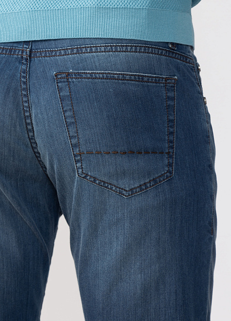 Мужские брендовые синие джинсы арт. T84 TRZ/W954 Meucci (Италия) - фото. Цвет: Синий. Купить в интернет-магазине https://shop.meucci.ru
