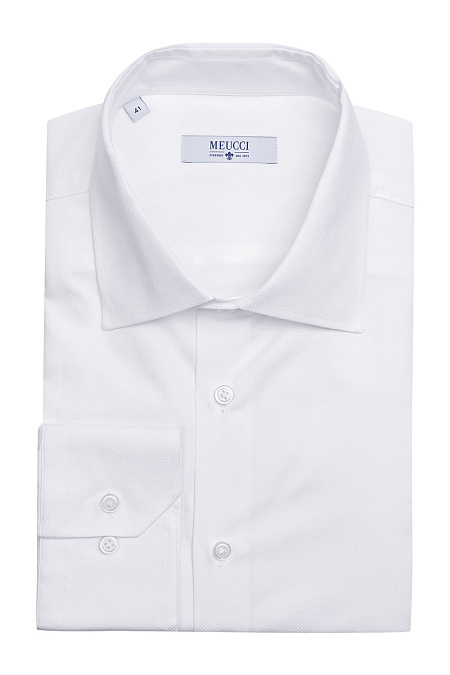 Модная мужская белая классическая рубашка арт. SL 90202 R BAS0193/141710 от Meucci (Италия) - фото. Цвет: Белый с микродизайном. Купить в интернет-магазине https://shop.meucci.ru

