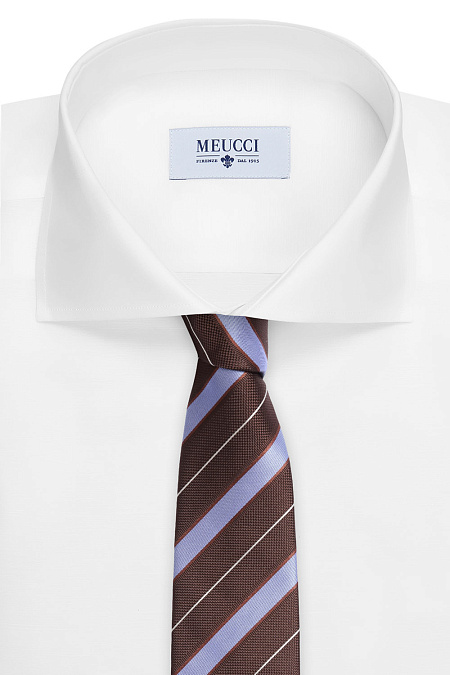Галстук для мужчин бренда Meucci (Италия), арт. 8129/2 - фото. Цвет: Коричневый, голубой. Купить в интернет-магазине https://shop.meucci.ru
