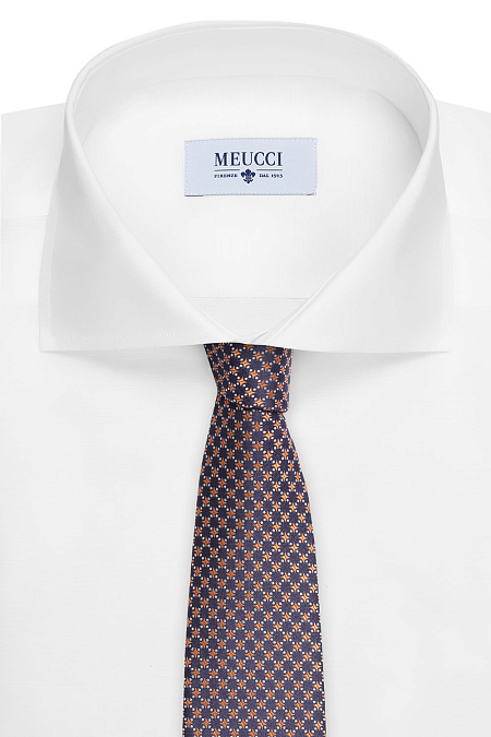 Темно-синий галстук с орнаментом для мужчин бренда Meucci (Италия), арт. 8405/2 - фото. Цвет: Темно-синий с желтым. Купить в интернет-магазине https://shop.meucci.ru
