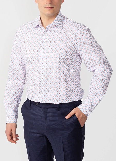 Рубашка для мужчин бренда Meucci (Италия), арт. SL 90202 R PAT 9191/141907 - фото. Цвет: Белый с принтом. Купить в интернет-магазине https://shop.meucci.ru
