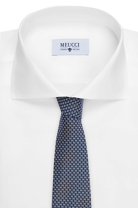 Темно-синий галстук с мелким орнаментом для мужчин бренда Meucci (Италия), арт. J1424/1 - фото. Цвет: Черный/синий. Купить в интернет-магазине https://shop.meucci.ru
