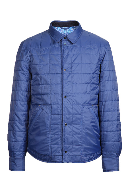 Утепленная стеганая куртка-рубашка синего цвета для мужчин бренда Meucci (Италия), арт. 6993 - фото. Цвет: Ярко-синий. Купить в интернет-магазине https://shop.meucci.ru

